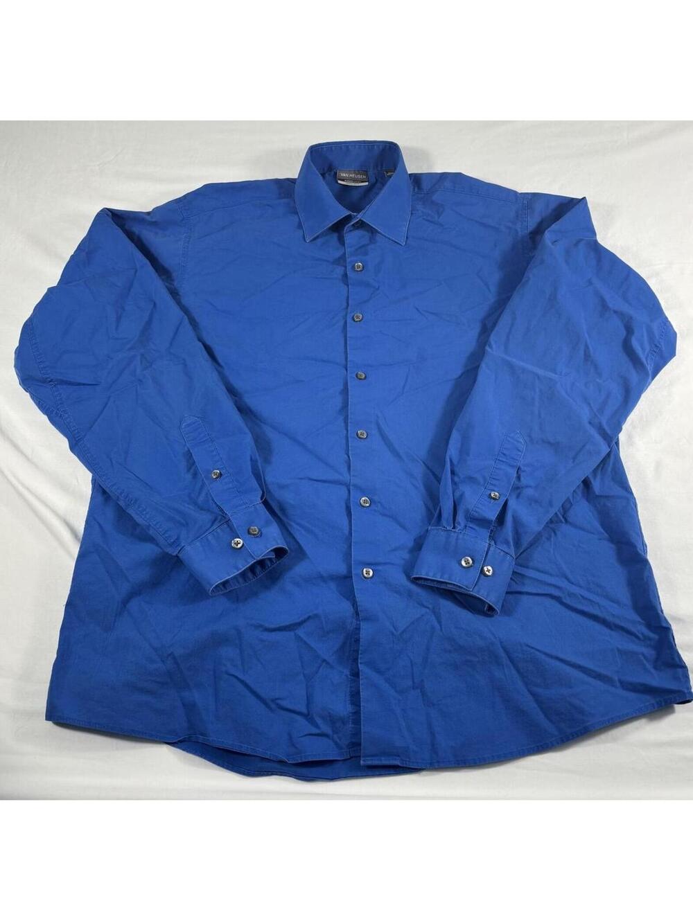 Van Heusen Always Tucked Regular Fit Blue Button Down Size 16 1/2 -36/37